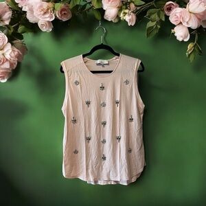 Ann Taylor LOFT Blush Pink Sleeveless Top with Gem Embellishment